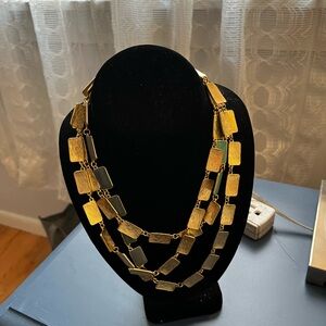 Gold Multi-Strand Rectangular Link Necklace - Women Jewelry